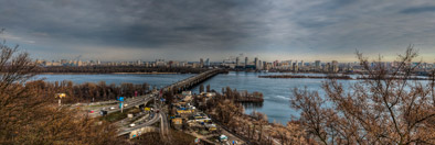 Киев. Вид на мост Патона. Панорама