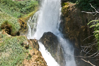 Stadt Edessa. Wasserfall Karanos