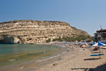 Strand und Höhlen Dorfes Matala