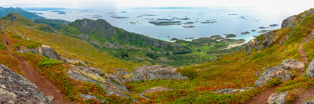 Insel Hinnøya. Berg Stortinden. Panorama