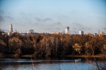 Kiew. Ein Ausblick vom Russanovka Ufer
