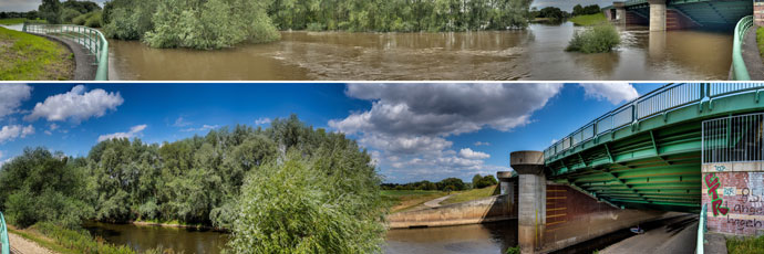 Neue Trogbrücke über die Leine