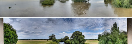 Leine beim Hoch- und Niedrigwasser