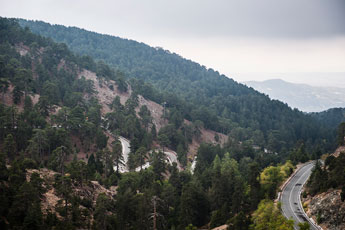 Troodos-Gebirge. Atalanti Trail. Eine Serpantine