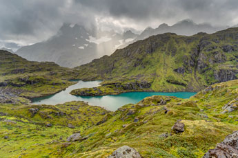 Insel Austvågøya. Zur Trollfjordhytta.
																  Blick zur Trollfjordhytta und zum Isvatnet
