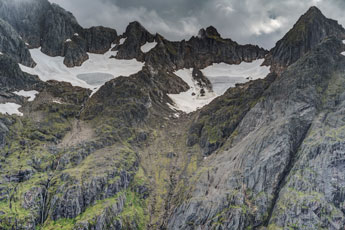 Insel Austvågøya. An der Trollfjordhytta. Kargletscher