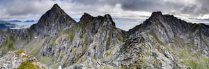 Insel Austvågøya. Höhe 713 m. Blick nach Südosten