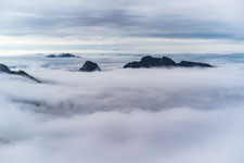 Am Berg Langletinden. Nebel