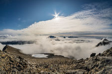 Am Berg Langletinden. Die Sonne
