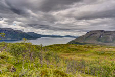 Insel Rolla. Zum Berg Drangen. Blick zum Astafjord