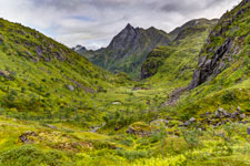 Insel Austvågøya. Zur Trollfjordhytta. Austpolldalen. Blick zum Austpollvatnan
