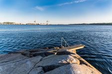 Larvik. Halbinsel Tollerodden. Blick zum Larviksfjord