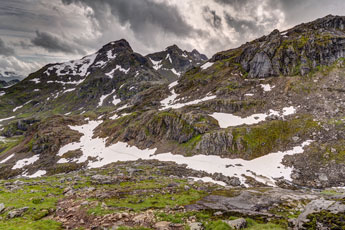 Aufstieg zum Berg Møysalen. Blick zum Memurskaret