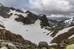 Abstieg vom Berg Møysalen. Gletscher Fonnisen