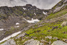 Aufstieg zum Berg Møysalen. Memurutinden