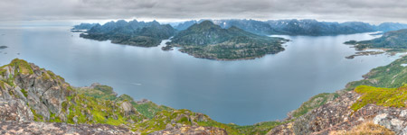 Insel Hinnøya. Berg Stortinden. Panorama