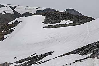 Weg über ein Schneefeld
