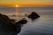 Bufjellet. Sonnenuntergang. Insel Langøya