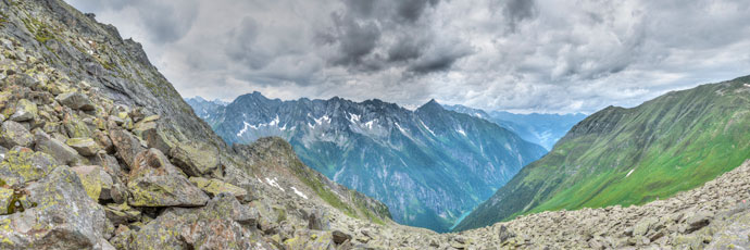 Siebenschneidensteig. Blick ins Stilluptal